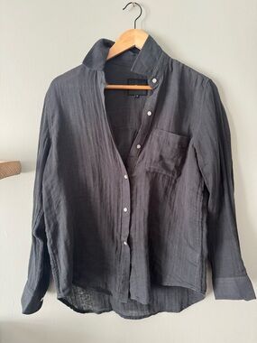 Rails Charcoal Grey Button Down Shirt XS Lightweight Gauze Cotton Pocket